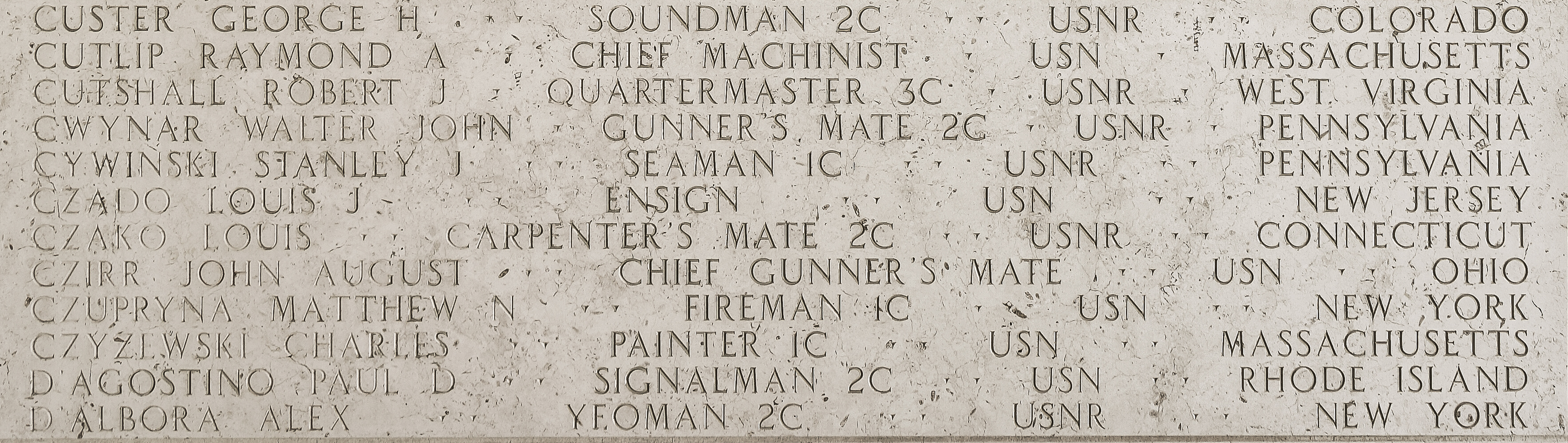 George H. Custer, Soundman Second Class